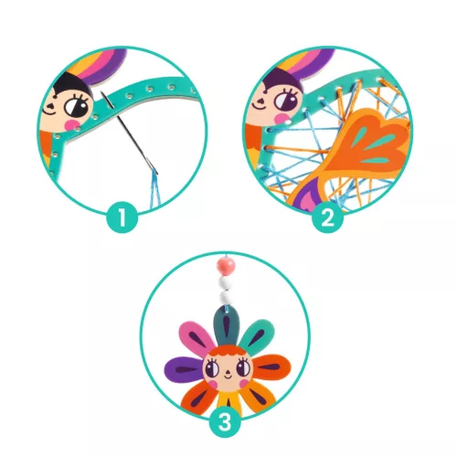 Djeco Artistic String art - Varrás és díszítés - Kertemben - Garden, 3–5 év, Többszínű
