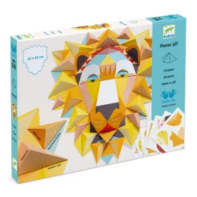 Djeco Falikép készítés 3D-ben - Állatok királya - The King poster 3D, 6–8 év, Többszínű