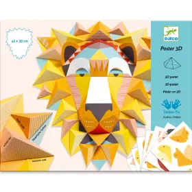 Djeco Falikép készítés 3D-ben - Állatok királya - The King poster 3D, 6–8 év, Többszínű