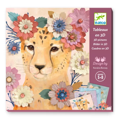 Djeco Művészeti műhely - Állatok virágokkal - Floral wreaths, 3–5 év, Többszínű