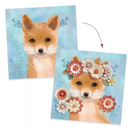 Djeco Művészeti műhely - Állatok virágokkal - Floral wreaths, 3–5 év, Többszínű