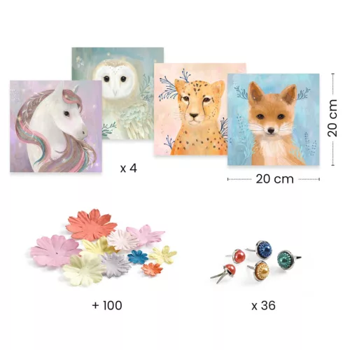 Djeco Művészeti műhely - Állatok virágokkal - Floral wreaths, 3–5 év, Többszínű