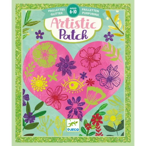 Djeco Artistic Patch - Csillámminta készítés - Virág szirmok - Collages - Petals, 3–5 év, Többszínű