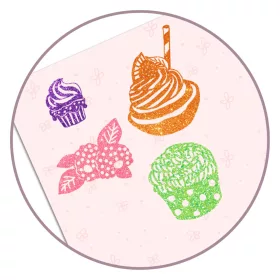 Djeco Artistic Patch - Csillámminta készítés - Édességek - Collages - Sweets, 3–5 év, Többszínű