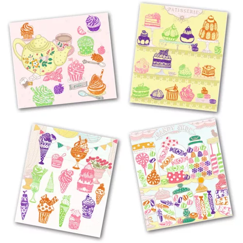 Djeco Artistic Patch - Csillámminta készítés - Édességek - Collages - Sweets, 3–5 év, Többszínű
