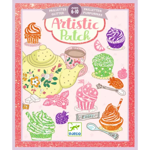 Djeco Artistic Patch - Csillámminta készítés - Édességek - Collages - Sweets, 3–5 év, Többszínű