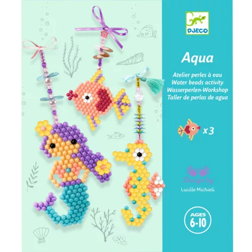 Djeco Artistic Aqua - Vizes gyöngykirakó képkészítő - Tengervarázs - Sea charm, 6–8 év, Többszínű