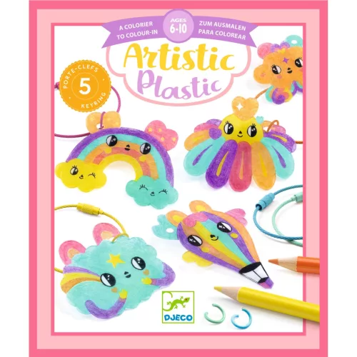 Djeco Artistic Plastic - Cuki kulcstartó díszek - Kawaii keyring, 3–5 év, Többszínű