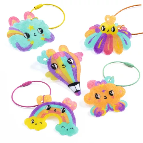 Djeco Artistic Plastic - Cuki kulcstartó díszek - Kawaii keyring, 3–5 év, Többszínű