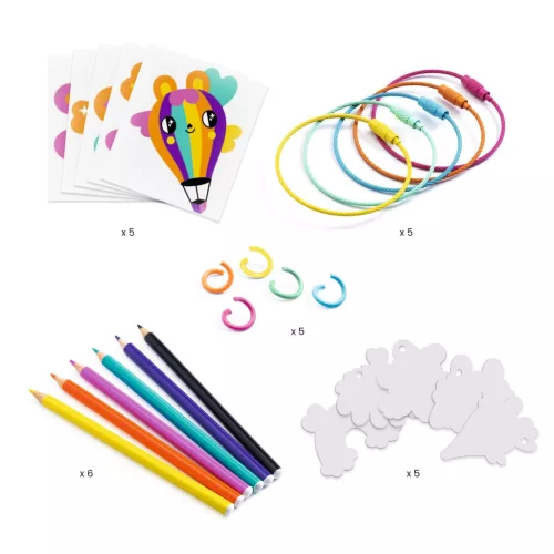 Djeco Artistic Plastic - Cuki kulcstartó díszek - Kawaii keyring, 3–5 év, Többszínű