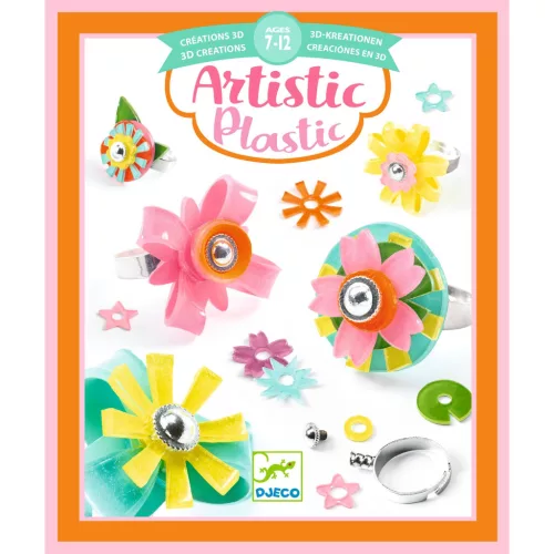 Djeco Artistic Plastic - Ékszerkészítés - Gyűrük - Ring collection, 3–5 év, Többszínű