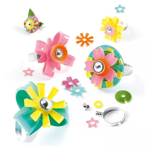 Djeco Artistic Plastic - Ékszerkészítés - Gyűrük - Ring collection, 3–5 év, Többszínű