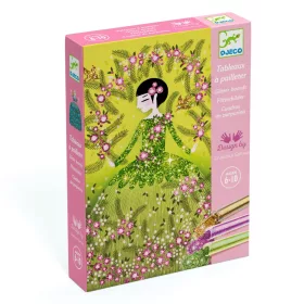 Djeco Csillámkép készítés - Csillogó ruhák - Glitter dresses, 3–5 év, Többszínű