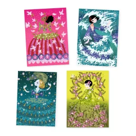 Djeco Csillámkép készítés - Csillogó ruhák - Glitter dresses, 3–5 év, Többszínű