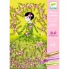 Djeco Csillámkép készítés - Csillogó ruhák - Glitter dresses, 3–5 év, Többszínű