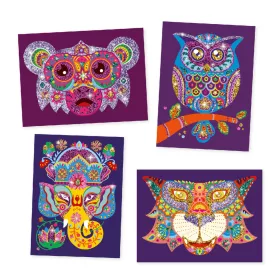Djeco Csillámkép készítés - Csillogó állatok - Glitter animals, 3–5 év, Többszínű