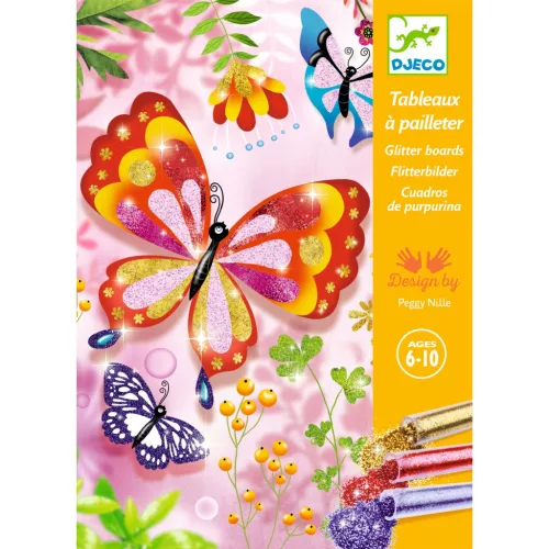 Djeco Csillámkép készítés - Pillangók - Butterflies, 3–5 év, Többszínű