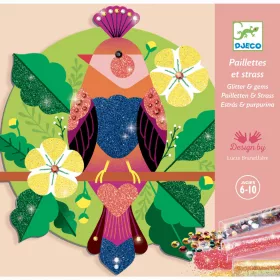Djeco Csillámkép készítés - Édeni madarak - Paradisio, 3–5 év, Többszínű