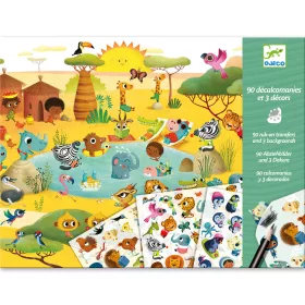 Djeco Satírozó képkészítés - Tájak - Savannah, desert, and North Pole: time for fun!, 3–5 év, Többszínű