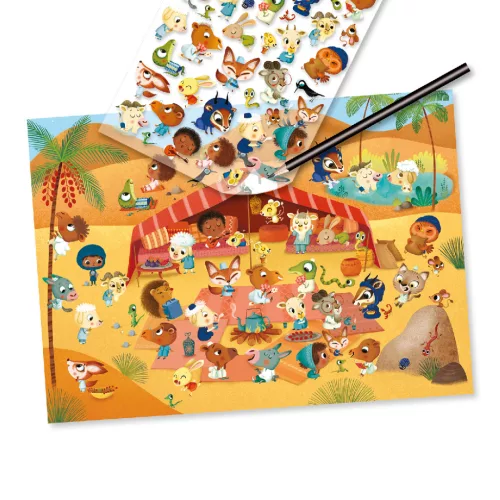 Djeco Satírozó képkészítés - Tájak - Savannah, desert, and North Pole: time for fun!, 3–5 év, Többszínű
