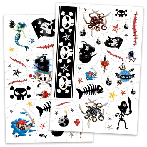 Djeco Tetováló matricák - Kalózok - Pirates, 3–5 év, Többszínű