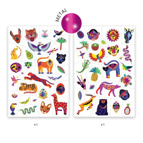 Djeco Tetováló matricák - Csodás vadállatok - Wild beauty, 3–5 év, Többszínű
