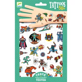 Djeco Tetováló matricák - Szupehősök - Heroes vs villains, 3–5 év, Többszínű