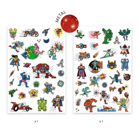 Djeco Tetováló matricák - Szupehősök - Heroes vs villains, 3–5 év, Többszínű
