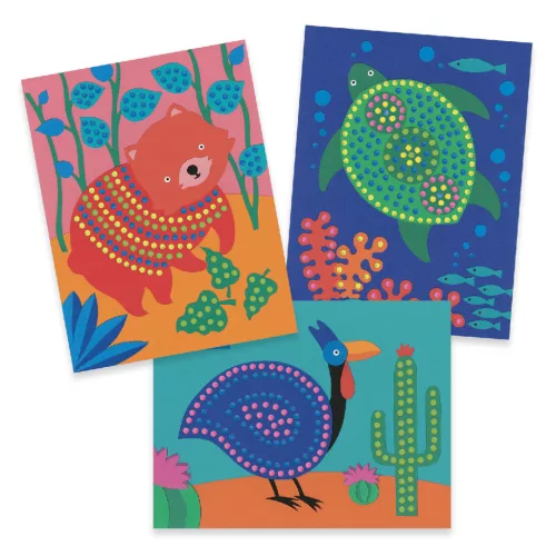 Djeco Képfestés pöttyökkel - Állatok pöttymintákkal - Pointillism, 3–5 év, Többszínű