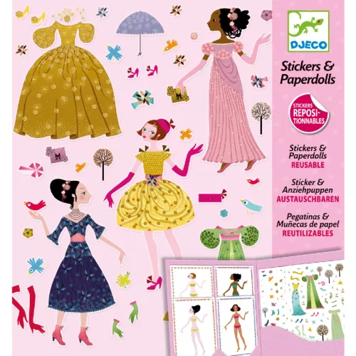Djeco Papírbaba öltöztető - Nagyidők viseletei - Dresses through the seasons, 0–2 év, Többszínű