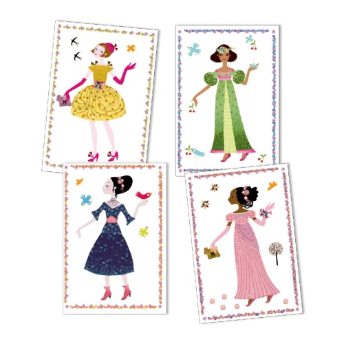 Djeco Papírbaba öltöztető - Nagyidők viseletei - Dresses through the seasons, 0–2 év, Többszínű