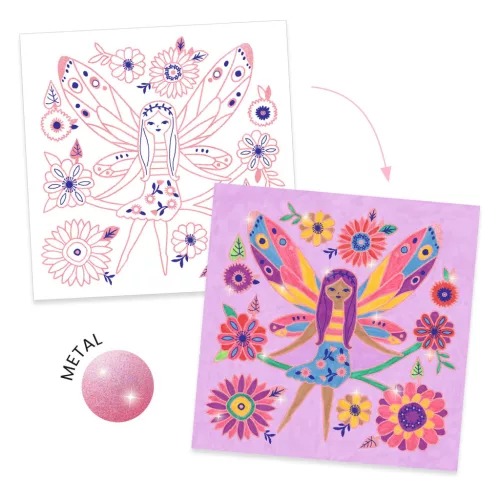 Djeco Csillámló színezők - Apró szárnyak - Little Wings, 3–5 év, Többszínű