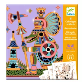 Djeco Csillámló színezők - Állatharcosok - Animal warriors, 3–5 év, Többszínű