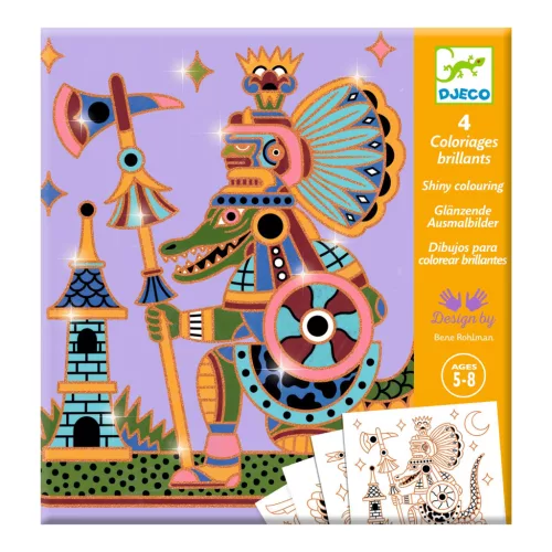 Djeco Csillámló színezők - Állatharcosok - Animal warriors, 3–5 év, Többszínű