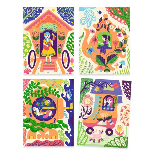 Djeco Karckép technika - Szokatlan otthonok - Wacky houses, 3–5 év, Többszínű