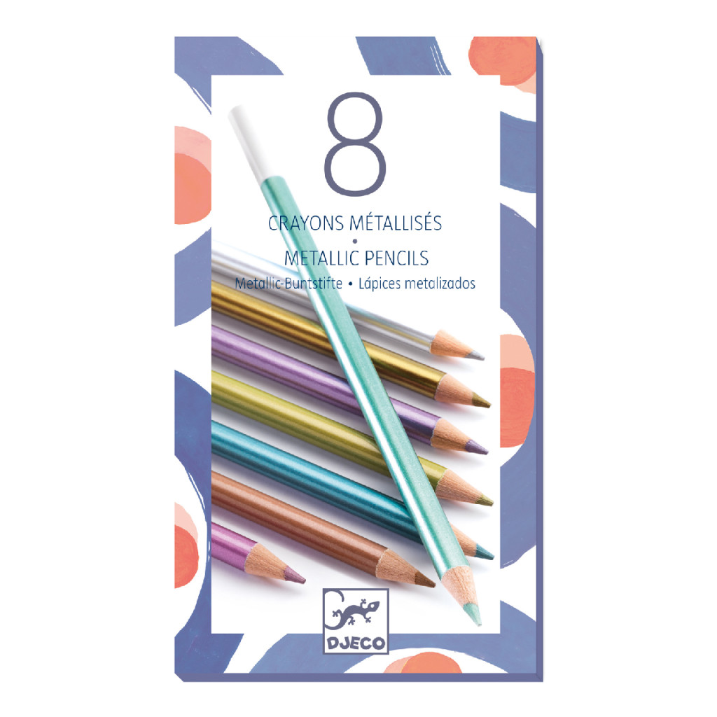 Djeco Színes ceruza készlet - 8 szín, metál - 8 metallic pencils, alternatív kép 1