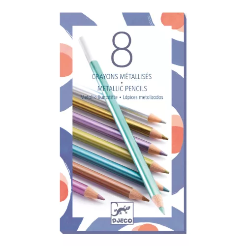 Djeco Színes ceruza készlet - 8 szín, metál - 8 metallic pencils, 3–5 év, Többszínű