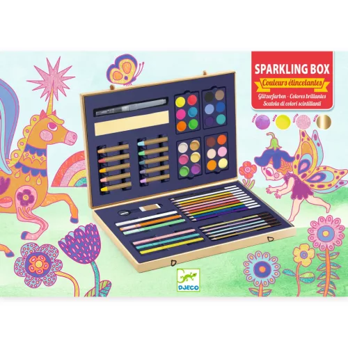 Djeco Kreatív eszközök - Festő és rajz készlet - Sparkling box of colours, 3–5 év, Többszínű