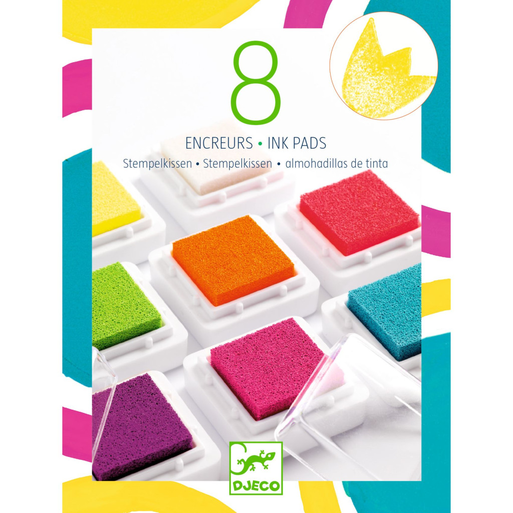 Kreatív eszközök - Nyomdapárna készlet, 8 pop szín - 8 ink pads and 1 cleaner - pop – alternatív kép 1