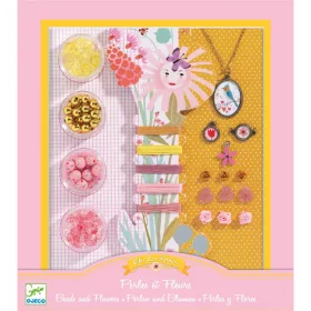 Djeco Ékszerkészító készlet - Gyöngyök és virágok - Pearls and flowers, 3–5 év, Többszínű