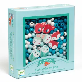 Djeco Fagyöngy készlet - Erdei állatkák - Wooden beads, small animals, 3–5 év, Többszínű