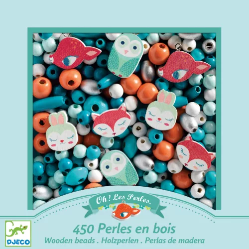 Djeco Fagyöngy készlet - Erdei állatkák - Wooden beads, small animals, 3–5 év, Többszínű