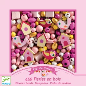 Djeco Fagyöngy készlet - Madarak - Wooden beads, bird, 3–5 év, Többszínű