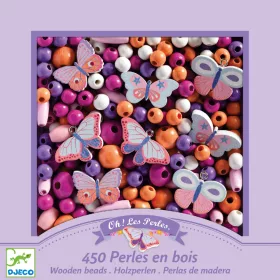 Djeco Fagyöngy készlet - Pillangók - Wooden beads, buterflies, 3–5 év, Többszínű