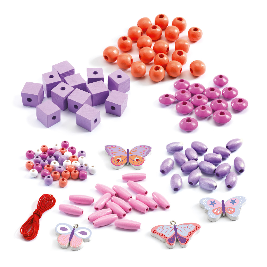 Fagyöngy készlet - Pillangók - Wooden beads, buterflies – alternatív kép 2
