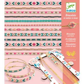 Djeco Ékszerkészítő készlet - Karkötők gyöngyszövéssel - Tiny beads, 3–5 év, Többszínű