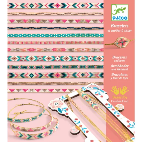Djeco Ékszerkészítő készlet - Karkötők gyöngyszövéssel - Tiny beads, 3–5 év, Többszínű
