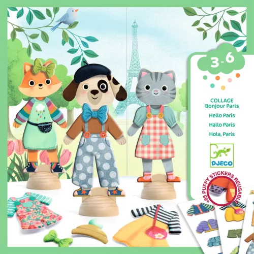Djeco Papírbaba öltöztető - Stílusosan Párizsban - Bonjour Paris, 0–2 év, Többszínű