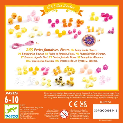 Djeco Gyöngykészlet - Virágok - Flower, 6–8 év, Gyöngykészlet - Virágok - Flower, Többszínű