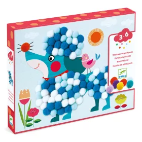 Djeco Pompom-kép készítés - Simogatni való kutyák - Dogs to stroke, 3–5 év, Többszínű